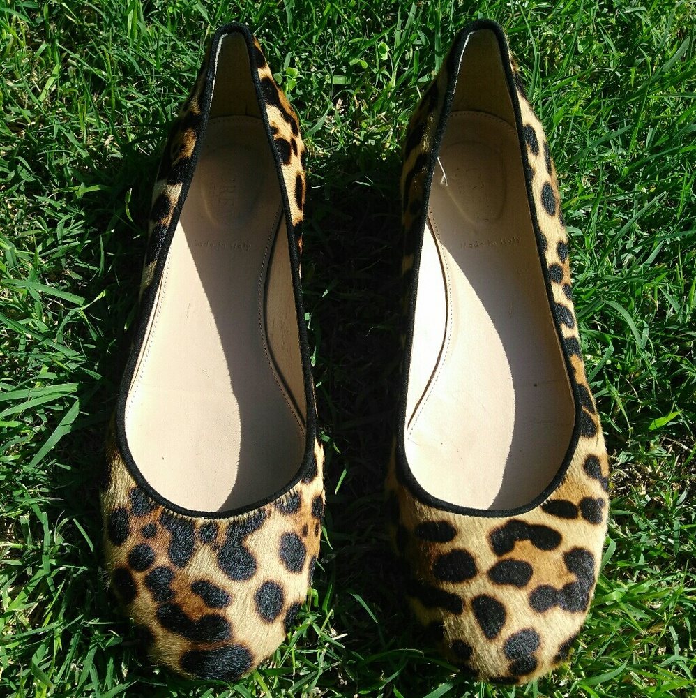 J Crew Calf Hair Leopard Print Flats (size 8)